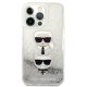 Karl Lagerfeld iPhone 13 / 13 Pro Case Liquid Glitter Karl & Choupette, Silver