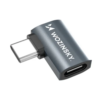 Wozinsky WPKB-01 USB-C to USB-C Side Angled Adapter 40Gbps 240W 8K OTG - Gray
