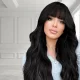 Bakalu Long Black Wavy Wig with Bangs