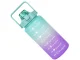 Motivational Water Bottle with Straw 2000 ml, Blue-Purple
