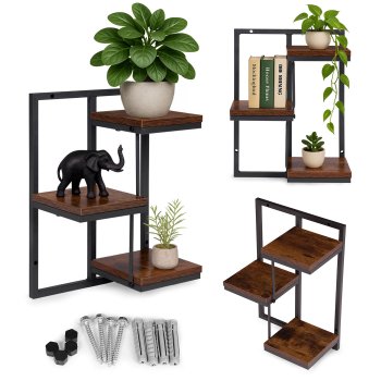 3 Tier Wall Mounted Plant Shelf Hanging Floating Shelves for Plants Industrial ModernHome