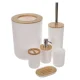 Ruhhy 6-Piece Bathroom Accessory Set, White / Bamboo