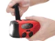 Portable radio with LED flashlight, solar panel, hand crank dynamo and USB power bank, red/black/green