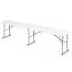 Plonos 440300 Folding Garden Furniture Set, Table and 2 Benches, 180 cm, White