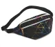 Waterproof Waist Bag BQ58 with Rainbow Stitching, Black