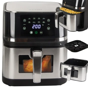 Large Digital Air Fryer 10L 2400W with 8 Cooking Presets, Silver