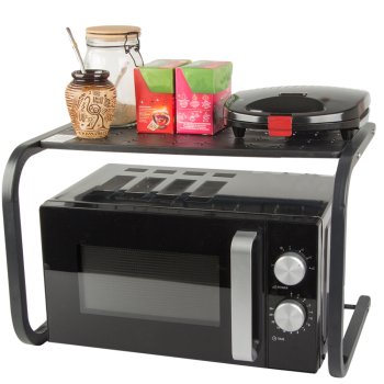 Microwave Oven Stand and Kitchen Shelf, Black