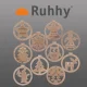 Ruhhy Wooden Christmas Tree Ornaments, 10 pcs, Brown / Beige