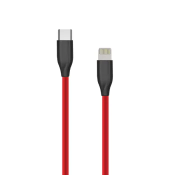 Extra Digital Silicone USB Type-C to Lightning Cable 1m, Red