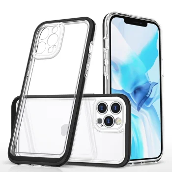 Dėklas Hybrid Armor Clear 3 in 1 telefonui iPhone 12 Pro, juodas