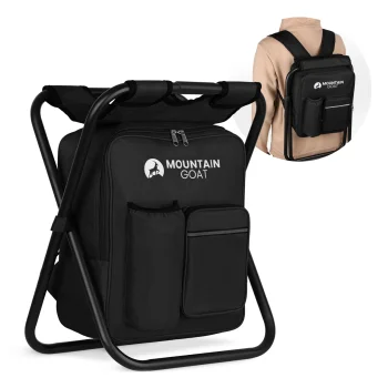 Folding Camping Chair with Backpack 2in1 Mountain Goat, Black