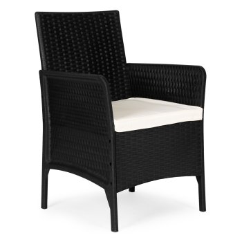 Dārza krēsls ar spilvenu MultiGarden rotangpalmas efekts, melns