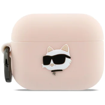 Karl Lagerfeld Silicone Chaupette Head 3D Case for AirPods Pro 3, Pink