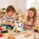 ECOTOYS wooden toy cash register with scanner and payment terminal
