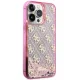Guess iPhone 14 Pro Case Liquid Glitter 4G Translucent, Pink