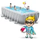 Intex Prism Frame Rectangular Pool Set 26792, 488 x 244 x 107 cm with Pump