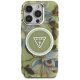 Guess Glitter Flowers Triangle Buttons MagSafe Phone Case Cover iPhone 16 Pro Max green