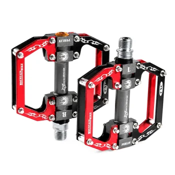 Rockbros 2010-12SBKR Aluminum Bicycle Pedals, Black/Red