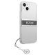Guess iPhone 13 mini vāciņš 4G Gray Strap Charm, caurspīdīgs