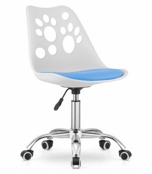 Swivel Office Chair PRINT Ergonomic Eco-Leather Desk Chair with Chrome Base, White-Blue