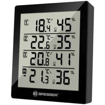 Bresser Temeo Hygro Quadro Thermometer & Hygrometer Black