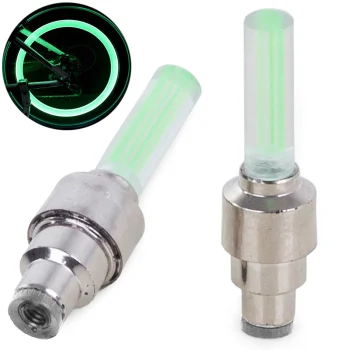 Luminous Bicycle Valve Caps with LED and Motion Sensor, 2 pcs, Green