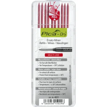 Pica DRY 4031 Refill Leads 2.8 mm, 10-Piece Set, Red