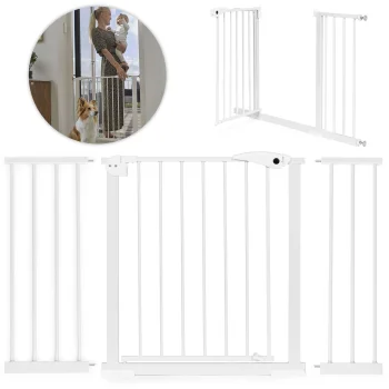 Ecotoys Safety Gate for Stairs and Doors, 74-132 cm, Steel, White