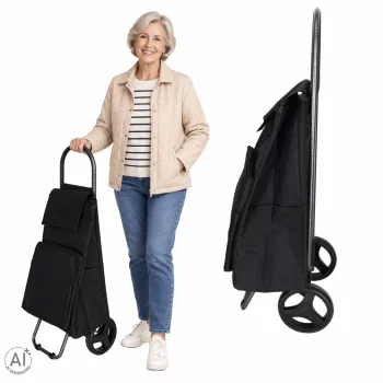 Shopping Trolley Bag on Wheels with Thermal Pocket 41 L, 35 kg, Black