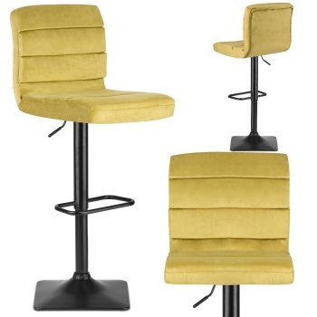 Velvet Bar Stool with Back Sofotel Drava, Yellow