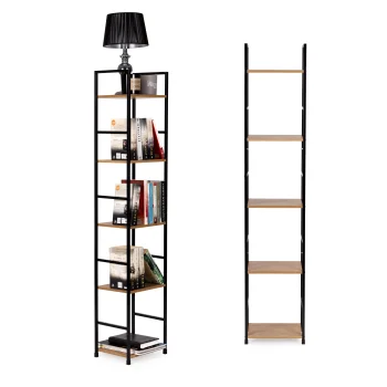 Industrial Bookshelf 5-Tier Shelving Unit with Metal Frame ModernHome