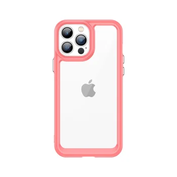 Outer Space Case for iPhone 12 Pro Max Hybrid Cover with TPU Frame Red