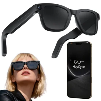 Smart AI Glasses with Full HD Camera and Voice Translator, Black