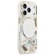 Guess IML Glitter Flowers Triangle MagSafe Phone Case Cover iPhone 17 Pro Max - White