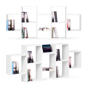 Modern Wall-Mounted Shelving Unit with 8 Shelves ModernHome, White
