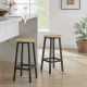 Round Bar Stools Set of 2, 65 cm Kitchen Counter Height Stools with Footrest