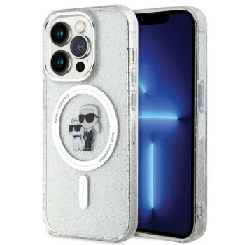 Karl Lagerfeld iPhone 15 Pro Case Karl&Choupette Glitter MagSafe, Transparent