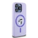 Karl Lagerfeld dėklas iPhone 15 Pro Silicone KC Heads Ring MagSafe, violetinis