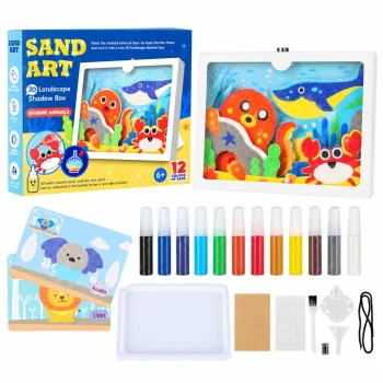Piešimo smėliu rinkinys vaikams 3D su LED apšvietimu Jūros gyvūnai