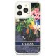 Guess iPhone 13 Pro / 13 vāciņš Flower Liquid Glitter Zils