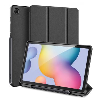 Samsung Galaxy Tab S6 Lite (SM-P610 / P615 ) DUX DUCIS Domo Series Tri-fold Stand Leather Smart Case with Pen Holder, Black