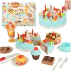 Toy Birthday Cake with Velcro Cutting, 75 Pieces, Blue