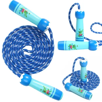 Bakalu Children's Rope Skipping Rope with Wooden Handles, Blue