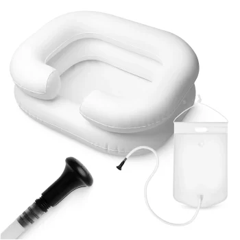 4FIZJO Inflatable Bedside Hair Washing Basin with Shower, White
