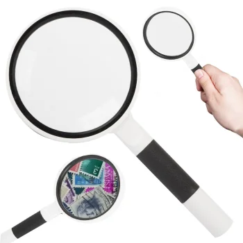 Classic Magnifying Glass 75 mm Glass Lens, 4x Magnification, Black and White