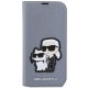 Apple iPhone 14 Pro 6.1\" Karl Lagerfeld Saffiano Karl&Choupette Bookcase Cover (KLBKP14LSANKCPG), Silver