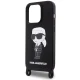 Karl Lagerfeld iPhone 15 Pro Max Case Crossbody Silicone Ikonik, Black