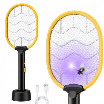 Electric Mosquito Swatter with UV Lamp and USB Charging, Black/Yellow