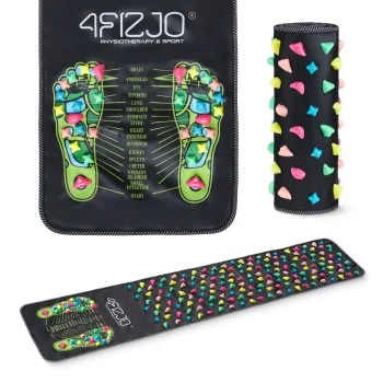 4Fizjo Acupressure Foot Massage Mat with Stones 175 x 35 cm, Black