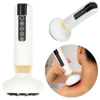 Electric Cupping Massager with Heat, USB Rechargeable, 12 Levels, White